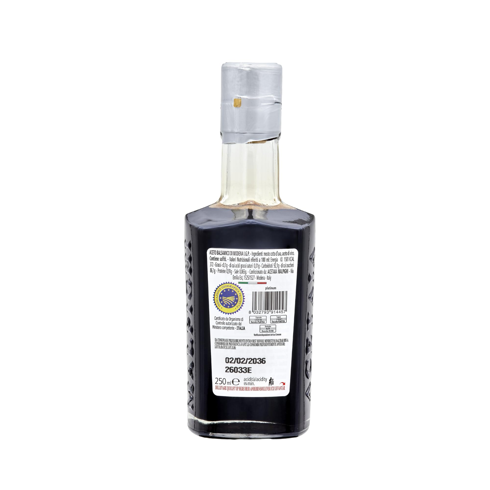 acetaia-malpighi-aceto-balsamico-di-modena-igp-platino-250-ml image 2