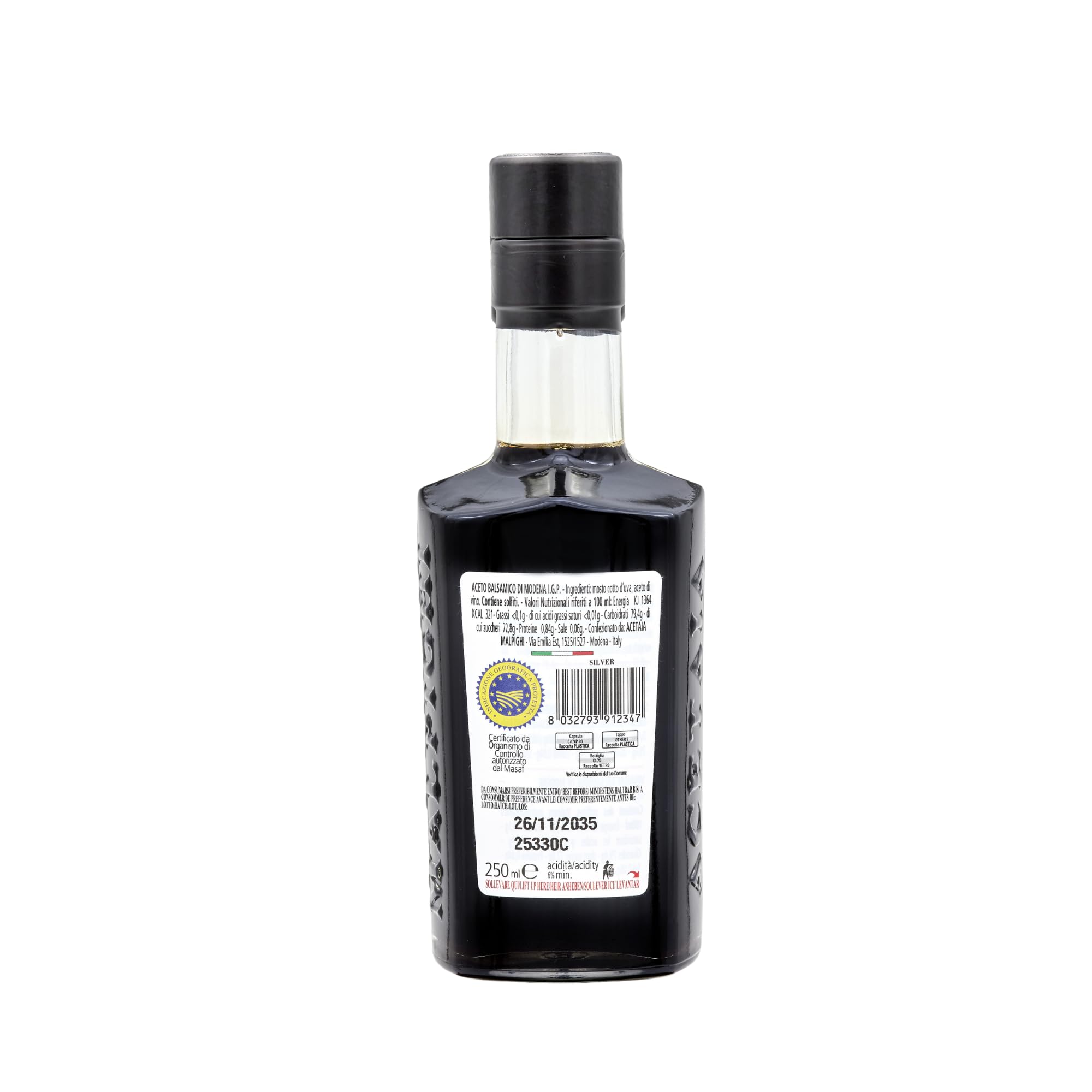 acetaia-malpighi-aceto-balsamico-di-modena-igp-argento-250-ml-senza-caramello image 2