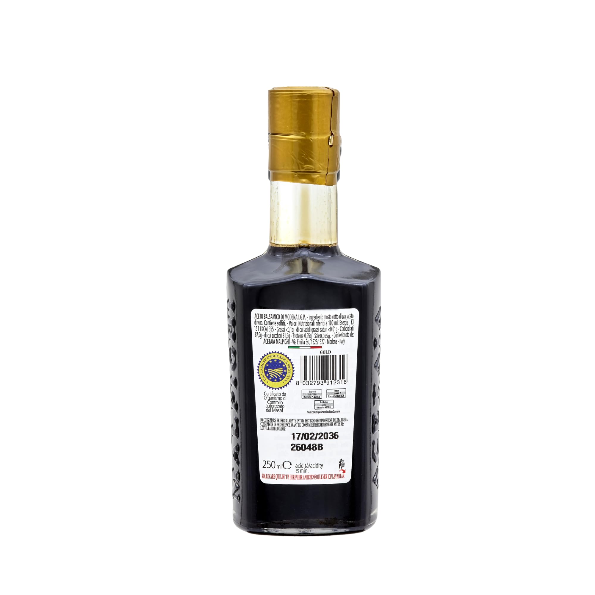 acetaia-malpighi-oro-aceto-balsamico-di-modena-igp-250-ml-senza-caramello-in-bar image 2