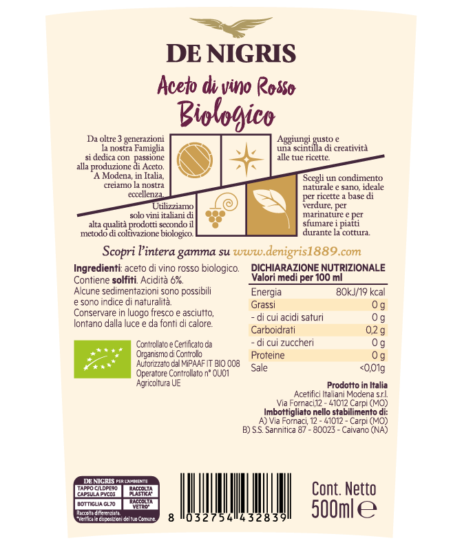 de-nigris-1889-aceto-di-vino-rosso-aceto-biologico image 2