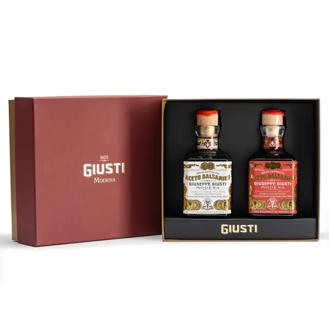 giusti-duetto-2-e-3-medaglie-d-oro-aceto-balsamico-di-modena-igp-cofanetto image 1