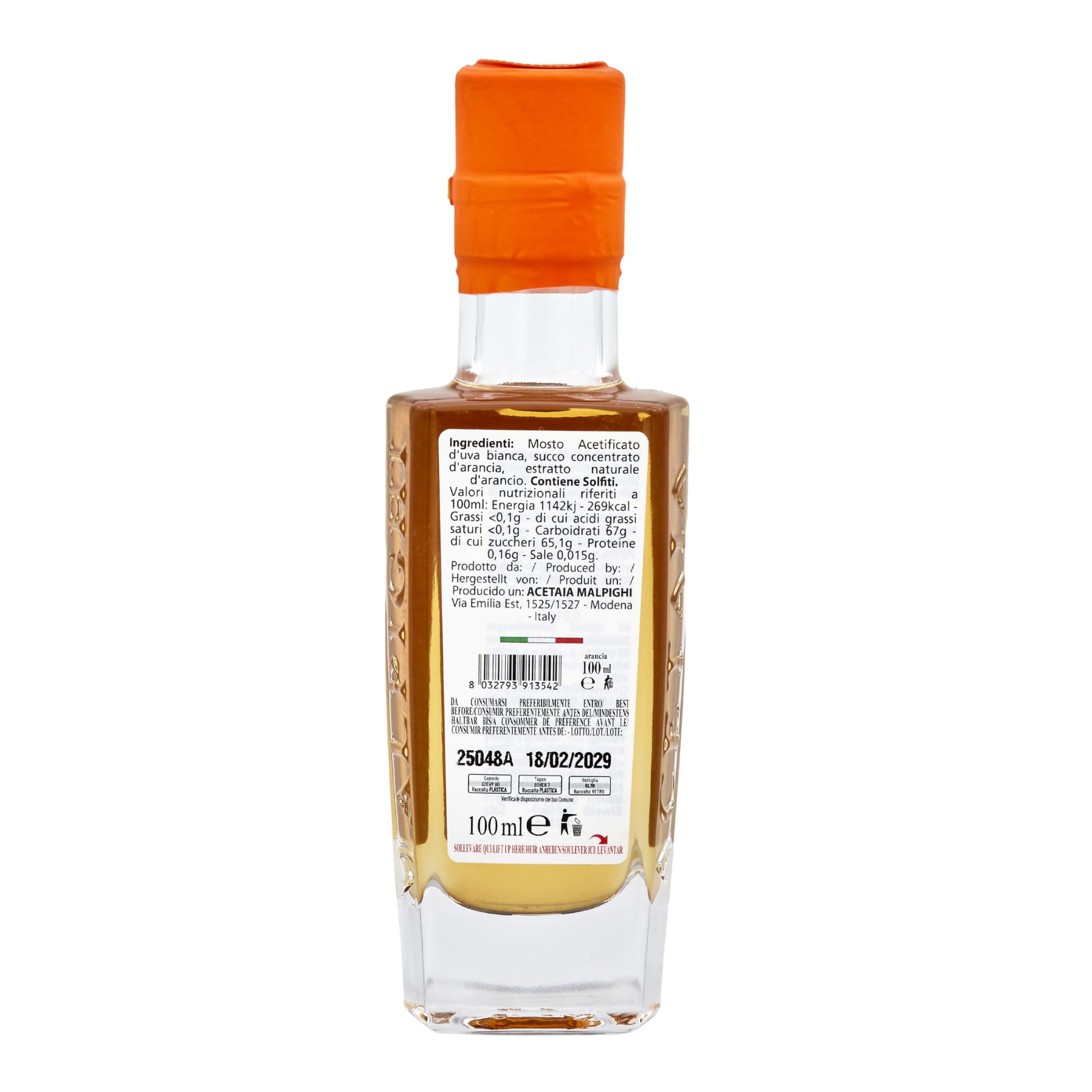 acetaia-malpighi-condimento-bianco-all-arancia-100-ml-senza-caramello image 3